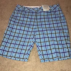 Women’s Puma blue plaid golf shorts